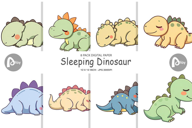 Digital Paper Sleeping Dinosaur Digital Pattern artnoy 