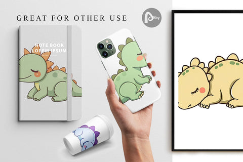 Digital Paper Sleeping Dinosaur Digital Pattern artnoy 