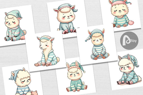 Digital Paper Sleepy Alpaca Digital Pattern artnoy 