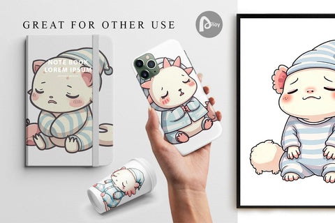 Digital Paper Sleepy Axolotl Digital Pattern artnoy 