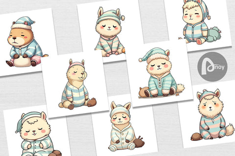 Digital Paper Sleepy Capybara Digital Pattern artnoy 