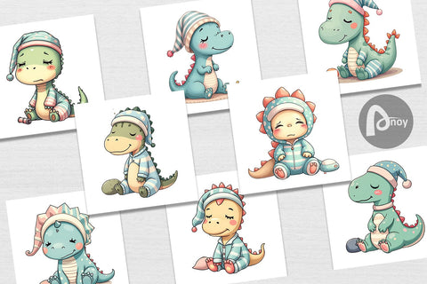 Digital Paper Sleepy Dinosaur Digital Pattern artnoy 