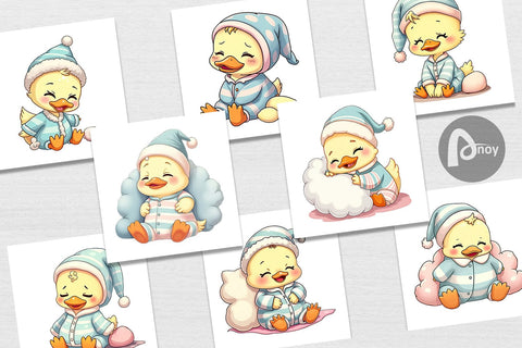 Digital Paper Sleepy Duck Digital Pattern artnoy 