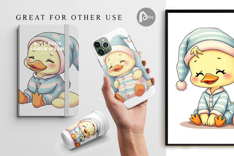 Digital Paper Sleepy Duck Digital Pattern artnoy 