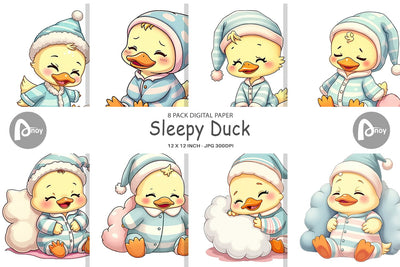 Digital Paper Sleepy Duck Digital Pattern artnoy 