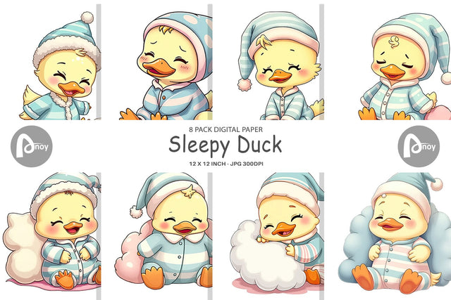 Digital Paper Sleepy Duck Digital Pattern artnoy 