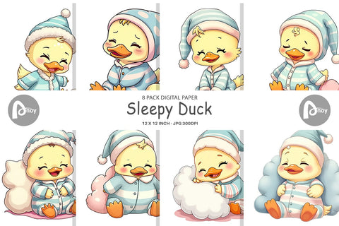 Digital Paper Sleepy Duck Digital Pattern artnoy 