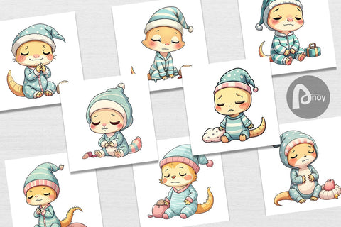 Digital Paper Sleepy Gecko Digital Pattern artnoy 