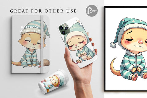 Digital Paper Sleepy Gecko Digital Pattern artnoy 