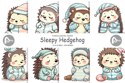 Digital Paper Sleepy Hedgehog Digital Pattern artnoy 