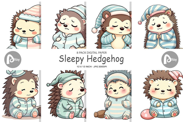 Digital Paper Sleepy Hedgehog Digital Pattern artnoy 