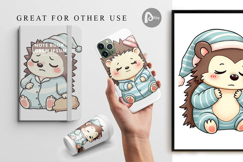 Digital Paper Sleepy Hedgehog Digital Pattern artnoy 
