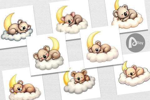 Digital Paper Sleepy Koala Cloud Digital Pattern artnoy 