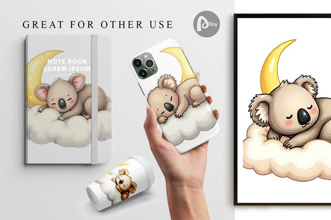Digital Paper Sleepy Koala Cloud Digital Pattern artnoy 