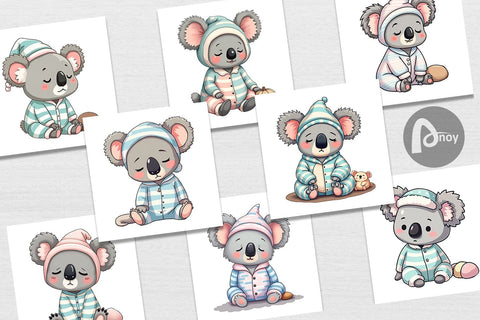 Digital Paper Sleepy Koala Digital Pattern artnoy 