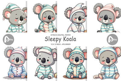 Digital Paper Sleepy Koala Digital Pattern artnoy 
