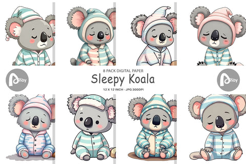 Digital Paper Sleepy Koala Digital Pattern artnoy 