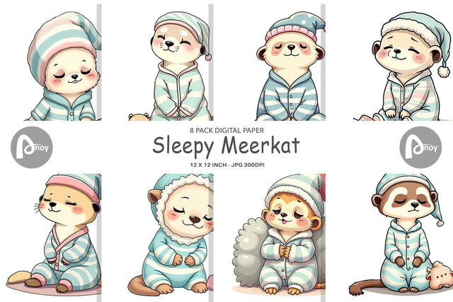 Digital Paper Sleepy Meerkat Digital Pattern artnoy 