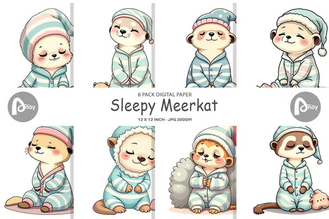 Digital Paper Sleepy Meerkat Digital Pattern artnoy 