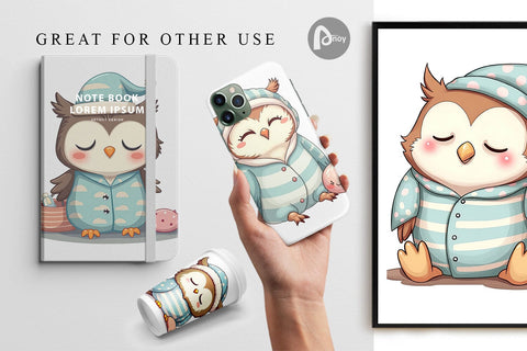 Digital Paper Sleepy Owl Digital Pattern artnoy 