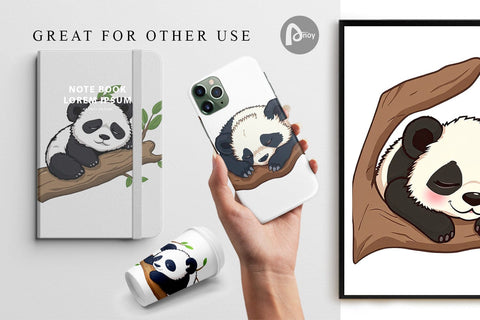 Digital Paper Sleepy Panda Digital Pattern artnoy 