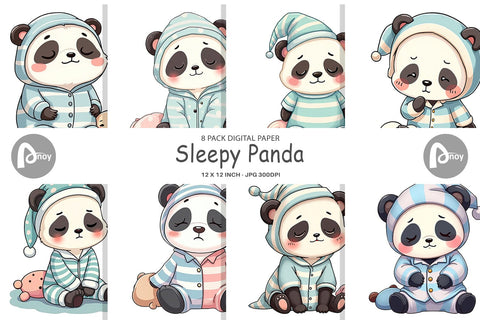 Digital Paper Sleepy Panda Digital Pattern artnoy 