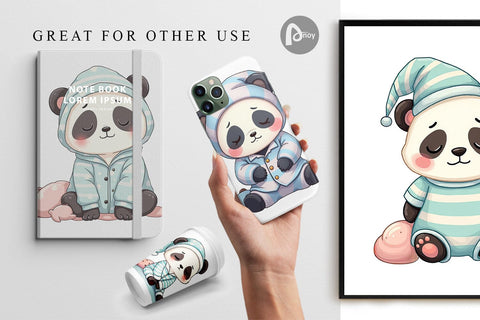 Digital Paper Sleepy Panda Digital Pattern artnoy 