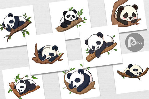 Digital Paper Sleepy Panda Digital Pattern artnoy 