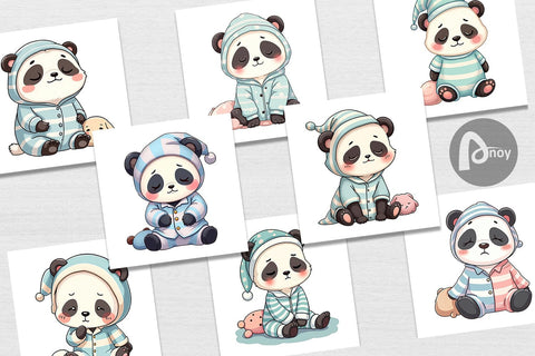 Digital Paper Sleepy Panda Digital Pattern artnoy 