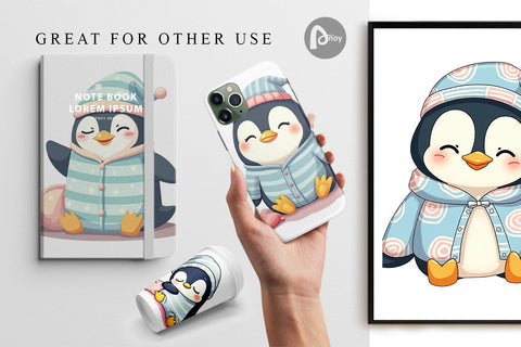 Digital Paper Sleepy Penguin Digital Pattern artnoy 