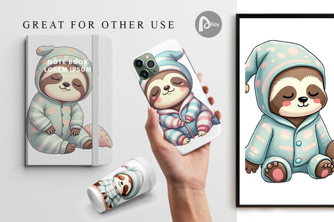 Digital Paper Sleepy Sloth Digital Pattern artnoy 