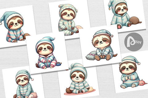 Digital Paper Sleepy Sloth Digital Pattern artnoy 