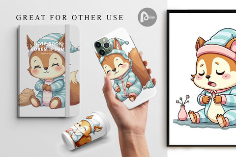 Digital Paper Sleepy Squirrel Digital Pattern artnoy 