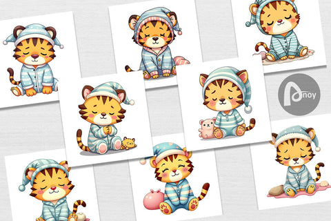 Digital Paper Sleepy Tiger Digital Pattern artnoy 