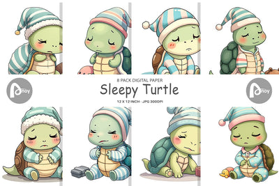Digital Paper Sleepy Turtle Digital Pattern artnoy 