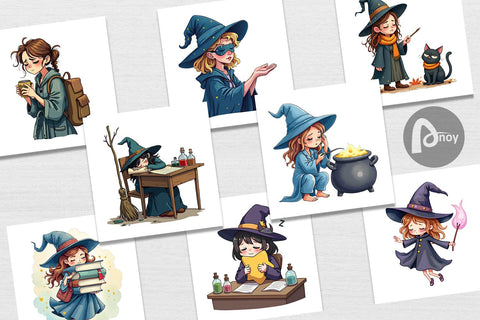 Digital Paper Sleepy Witch Intern Digital Pattern artnoy 