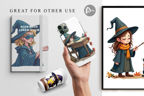 Digital Paper Sleepy Witch Intern Digital Pattern artnoy 