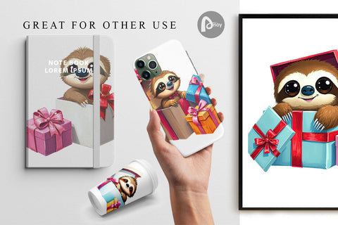 Digital Paper Sloth Gift Digital Pattern artnoy 