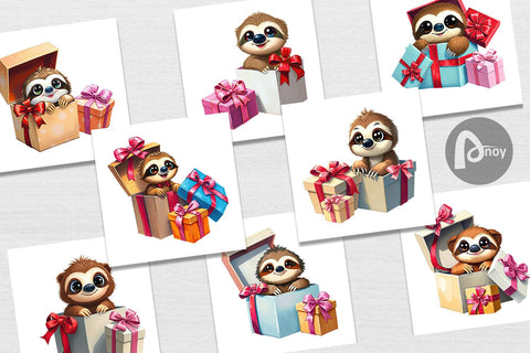 Digital Paper Sloth Gift Digital Pattern artnoy 