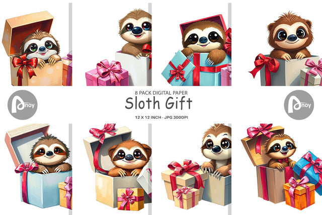 Digital Paper Sloth Gift Digital Pattern artnoy 