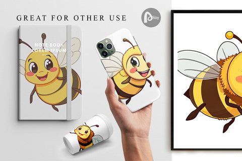 Digital Paper Smiling Bee Digital Pattern artnoy 