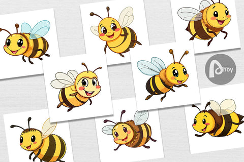 Digital Paper Smiling Bee Digital Pattern artnoy 