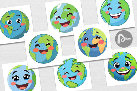 Digital Paper Smiling Earth Digital Pattern artnoy 