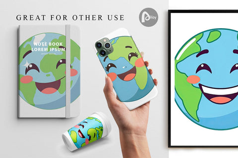 Digital Paper Smiling Earth Digital Pattern artnoy 