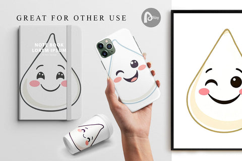 Digital Paper Smiling Milk Drop Digital Pattern artnoy 