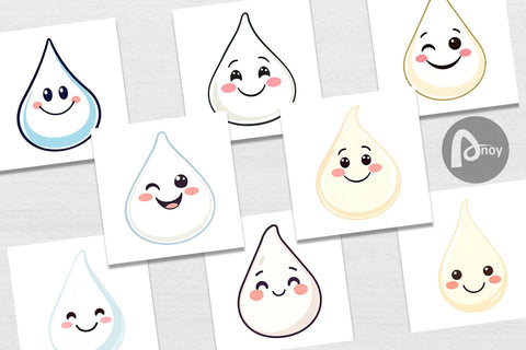 Digital Paper Smiling Milk Drop Digital Pattern artnoy 