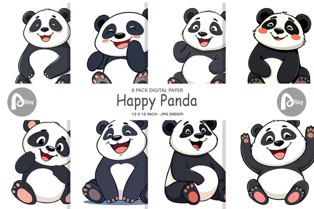 Digital Paper Smiling Panda Digital Pattern artnoy 