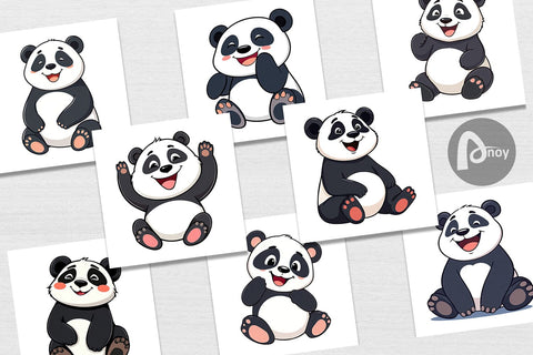 Digital Paper Smiling Panda Digital Pattern artnoy 