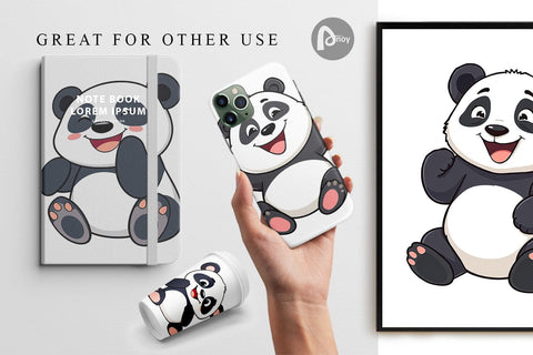 Digital Paper Smiling Panda Digital Pattern artnoy 