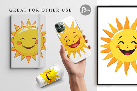 Digital Paper Smiling Sun Digital Pattern artnoy 